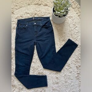 7 For All Mankind Gwenevere Jeans Mid Rise Skinny Ankle Dark Wash Stretch Denim
